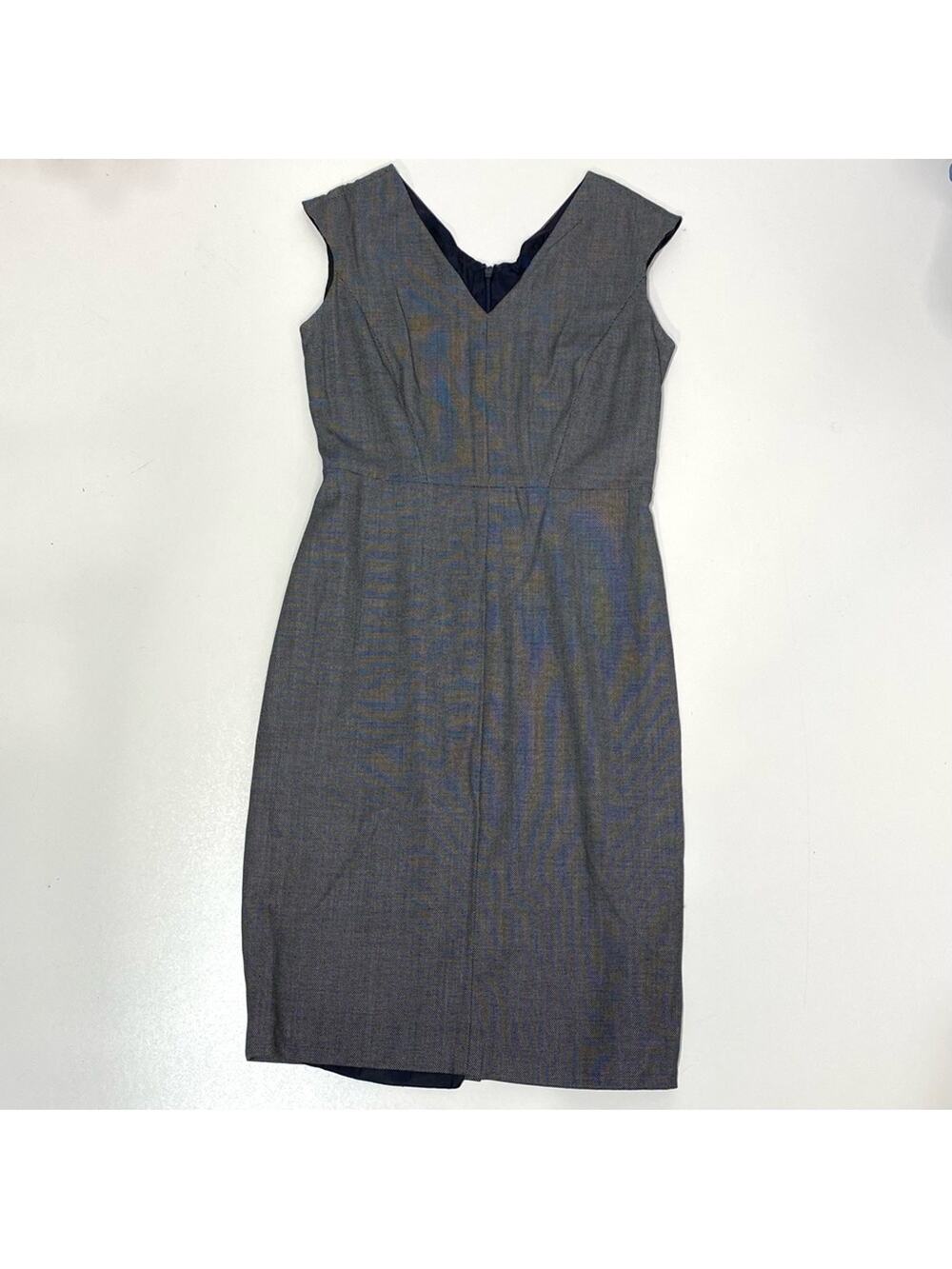 Brooks Brothers Explorer Wool Sleeveless V Neck Shift Gray 2